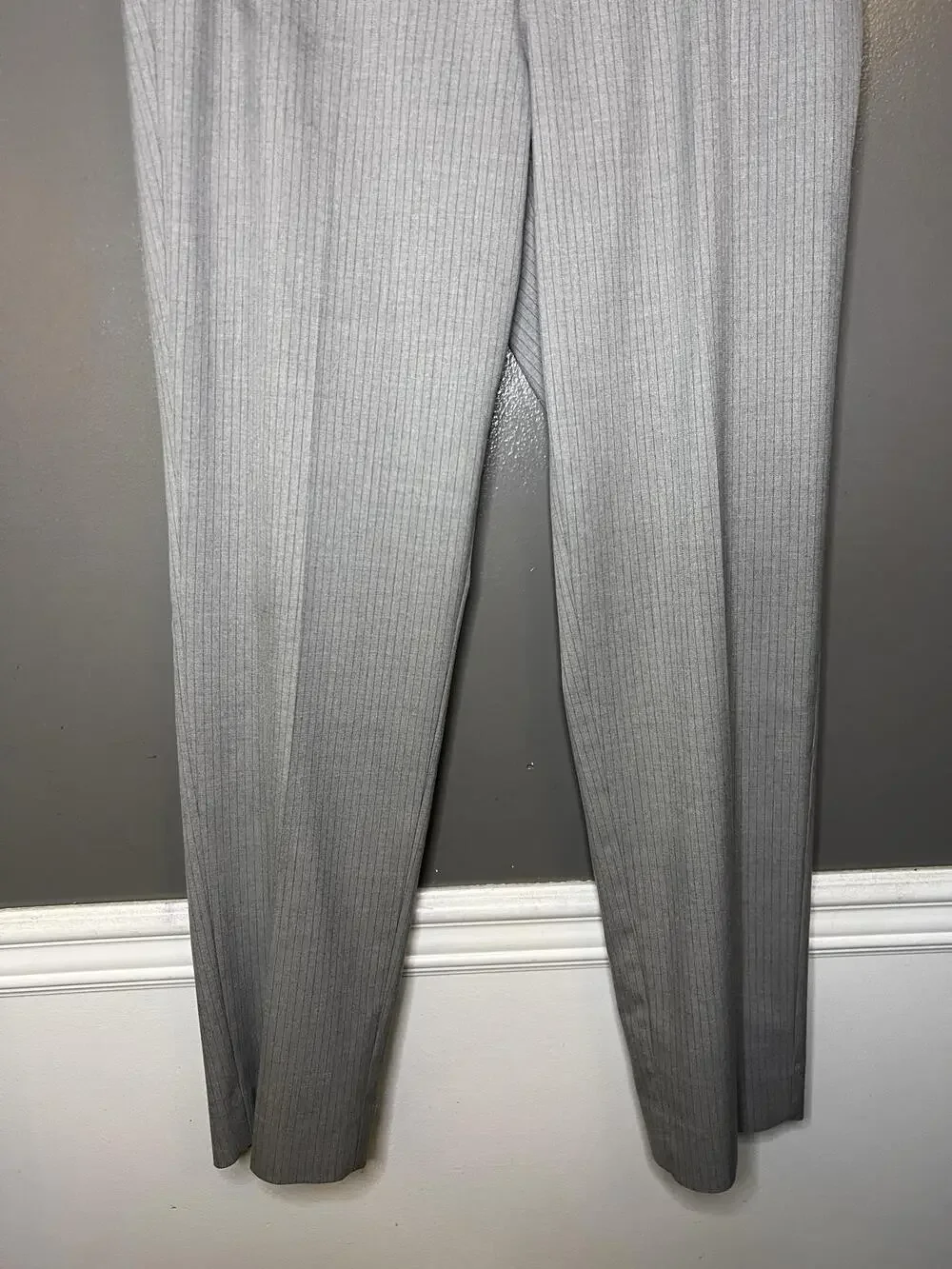 Banana Republic Dress Pants Mens 35x32 Gray Slim Fit Pinstripe Stretch Formal